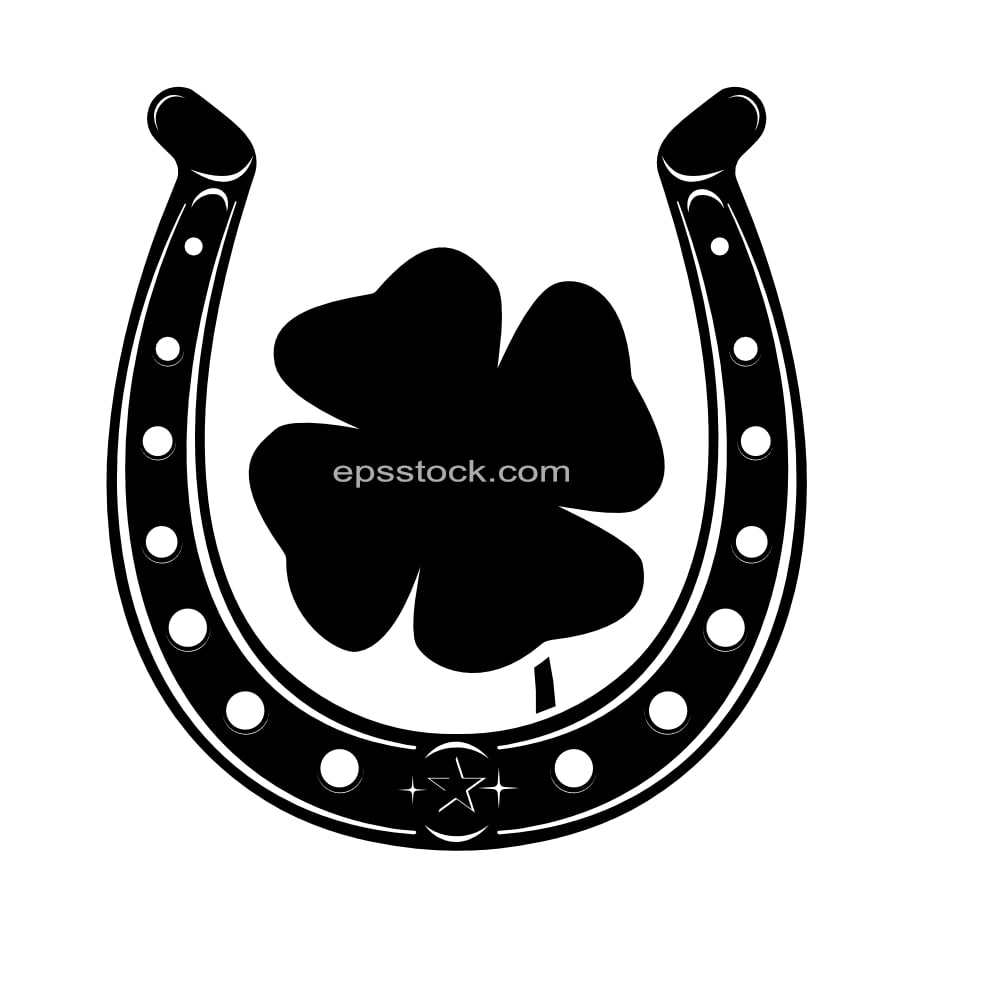 Horseshoe with four leaf clover