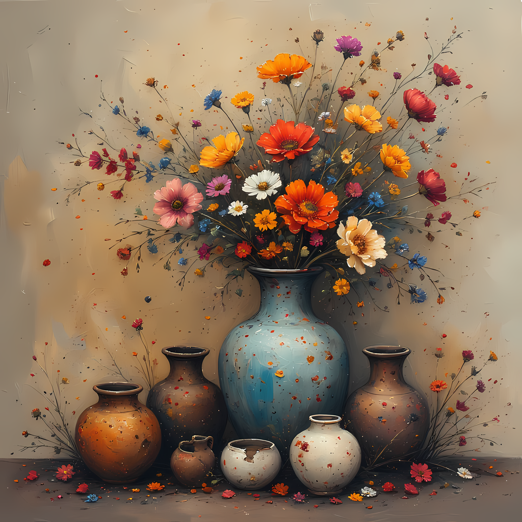 Modern Vintage Flower Vase Illustrations. Bring timeless beauty into your creative projects with this Floral Still Life Art Bundle, featuring vintage-inspired botanical illustrations blended with touches of modern minimalism. Each design showcases delicat