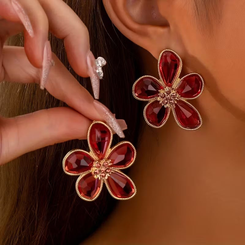 Elegant Ruby Petal Earrings - Payhip