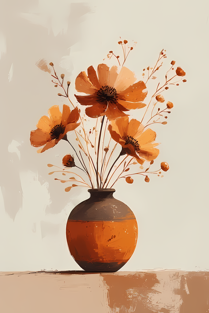 Elegant Still Life Flower Collection | Vintage Inspired Digital Wall Art. This Vintage Illustrative Floral Art Bundle captures the charm of classic still life with a fresh, contemporary twist. Featuring hand-painted style flower vase illustrations in warm