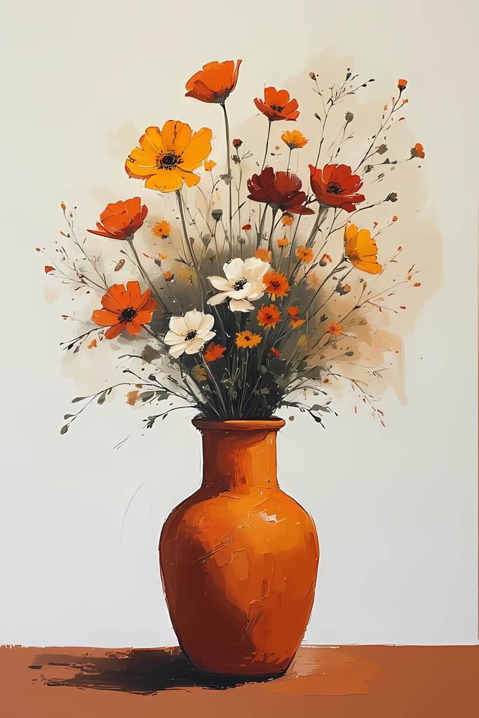 Elegant Still Life Flower Collection | Vintage Inspired Digital Wall Art. This Vintage Illustrative Floral Art Bundle captures the charm of classic still life with a fresh, contemporary twist. Featuring hand-painted style flower vase illustrations in warm