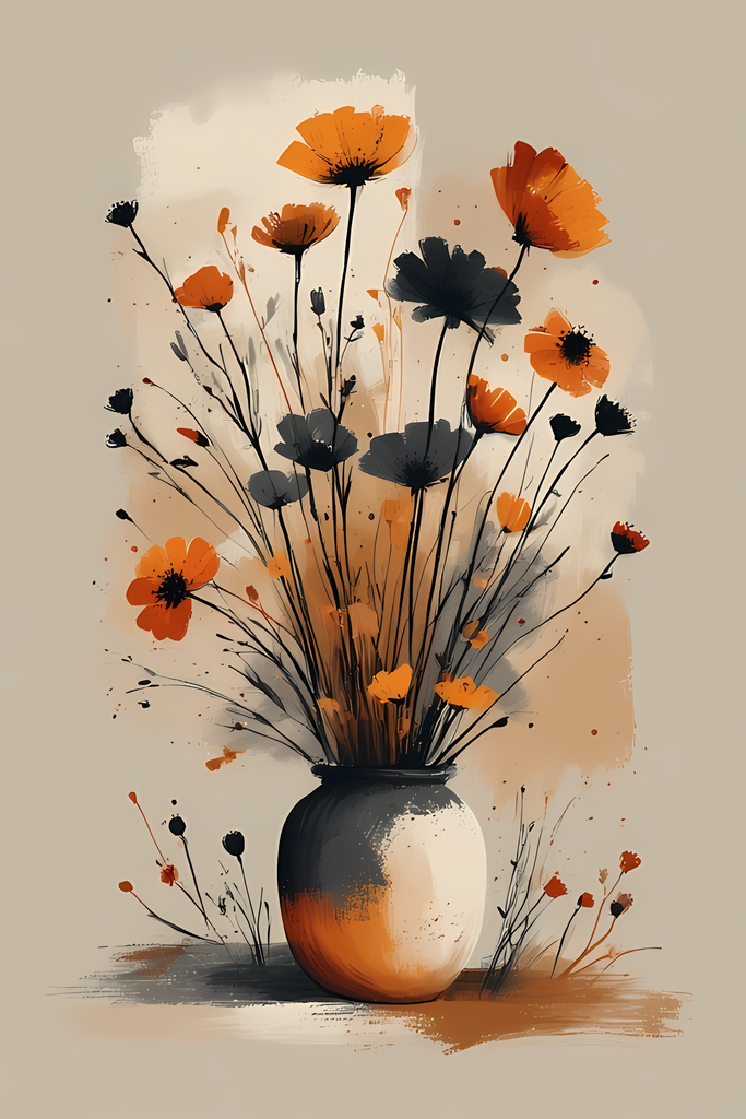 Elegant Still Life Flower Collection | Vintage Inspired Digital Wall Art. This Vintage Illustrative Floral Art Bundle captures the charm of classic still life with a fresh, contemporary twist. Featuring hand-painted style flower vase illustrations in warm