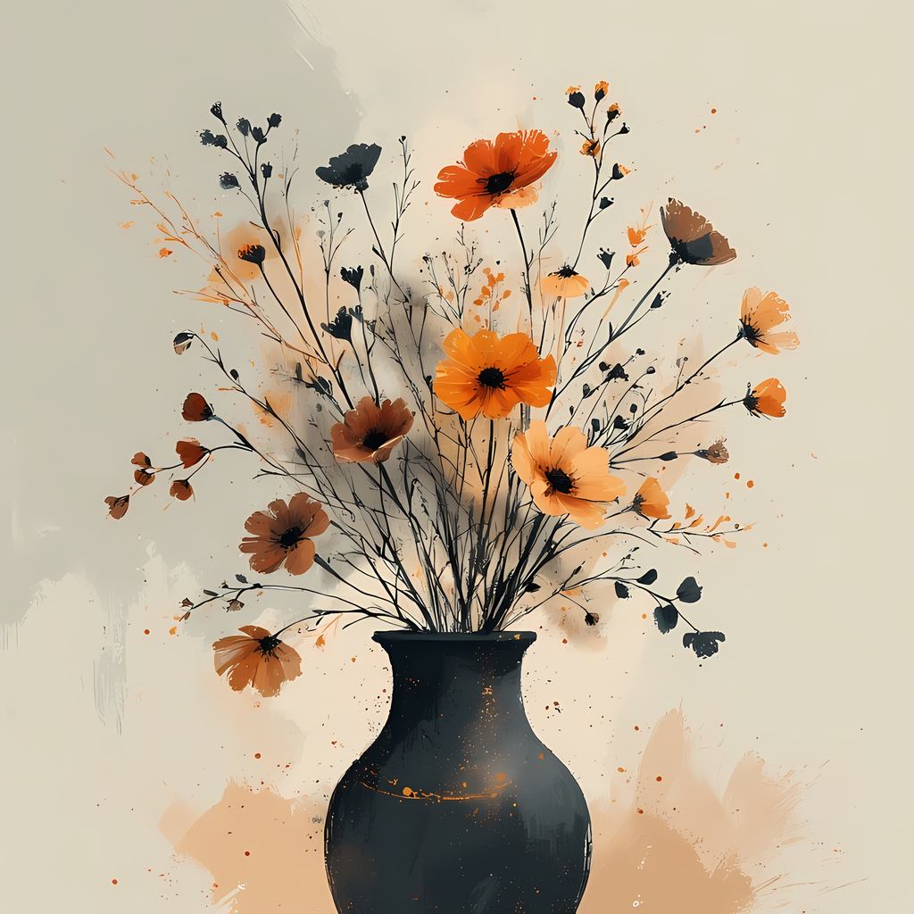 Elegant Still Life Flower Collection | Vintage Inspired Digital Wall Art. This Vintage Illustrative Floral Art Bundle captures the charm of classic still life with a fresh, contemporary twist. Featuring hand-painted style flower vase illustrations in warm