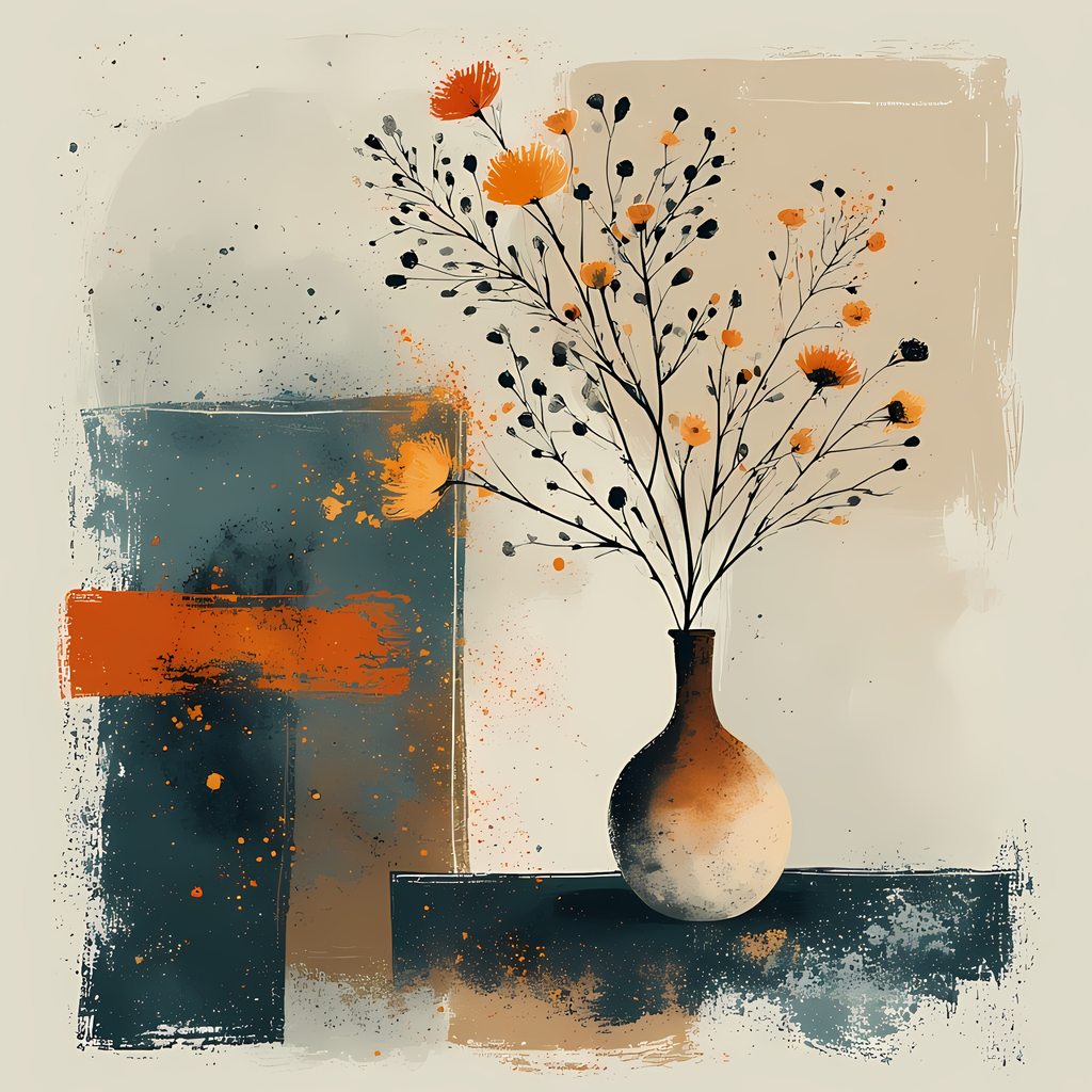 Elegant Still Life Flower Collection | Vintage Inspired Digital Wall Art. This Vintage Illustrative Floral Art Bundle captures the charm of classic still life with a fresh, contemporary twist. Featuring hand-painted style flower vase illustrations in warm