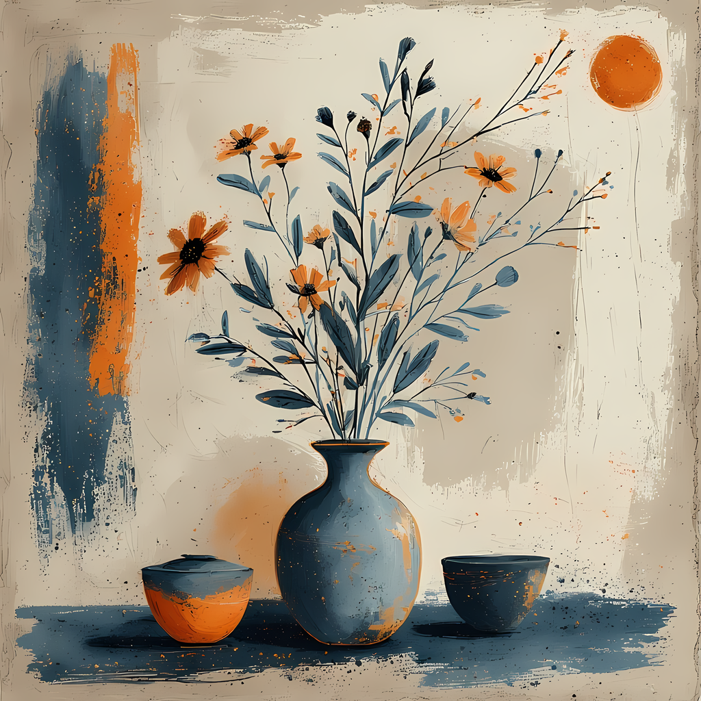 Elegant Still Life Flower Collection | Vintage Inspired Digital Wall Art. This Vintage Illustrative Floral Art Bundle captures the charm of classic still life with a fresh, contemporary twist. Featuring hand-painted style flower vase illustrations in warm