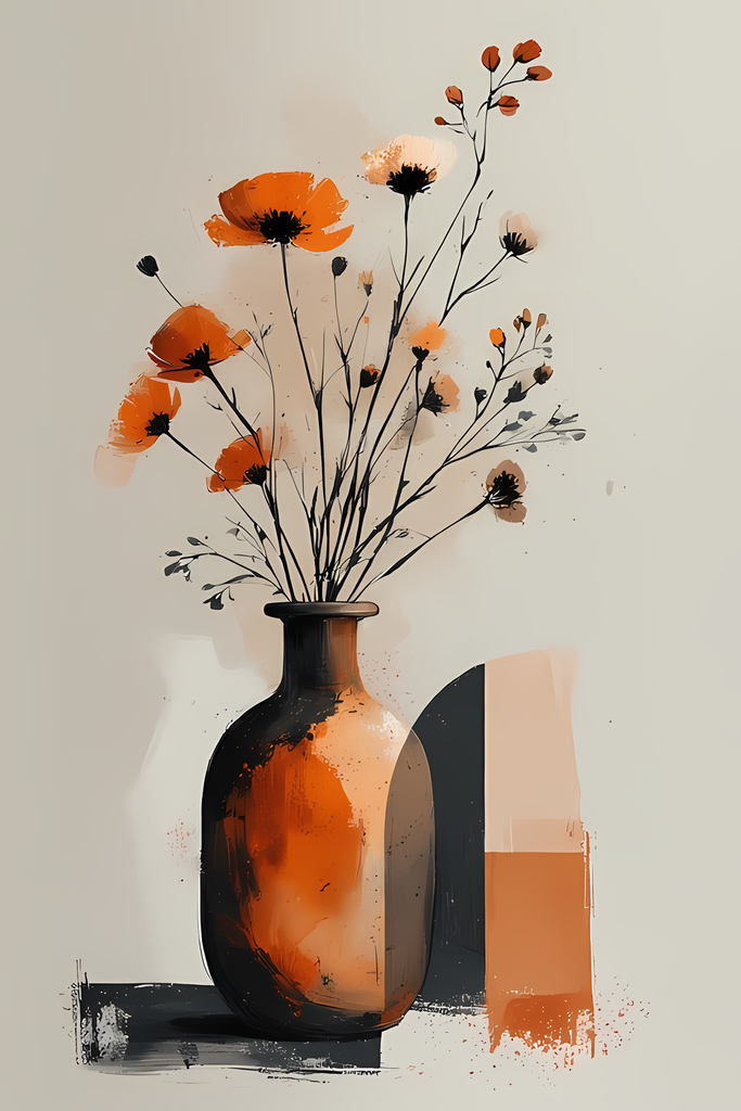Elegant Still Life Flower Collection | Vintage Inspired Digital Wall Art. This Vintage Illustrative Floral Art Bundle captures the charm of classic still life with a fresh, contemporary twist. Featuring hand-painted style flower vase illustrations in warm