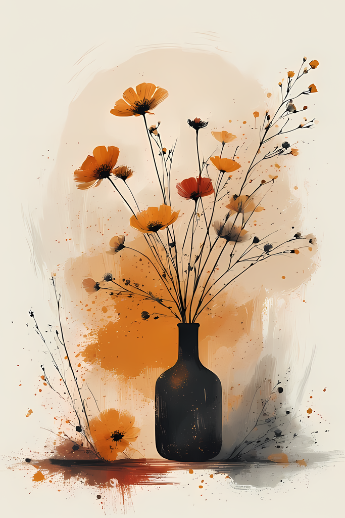 Elegant Still Life Flower Collection | Vintage Inspired Digital Wall Art. This Vintage Illustrative Floral Art Bundle captures the charm of classic still life with a fresh, contemporary twist. Featuring hand-painted style flower vase illustrations in warm