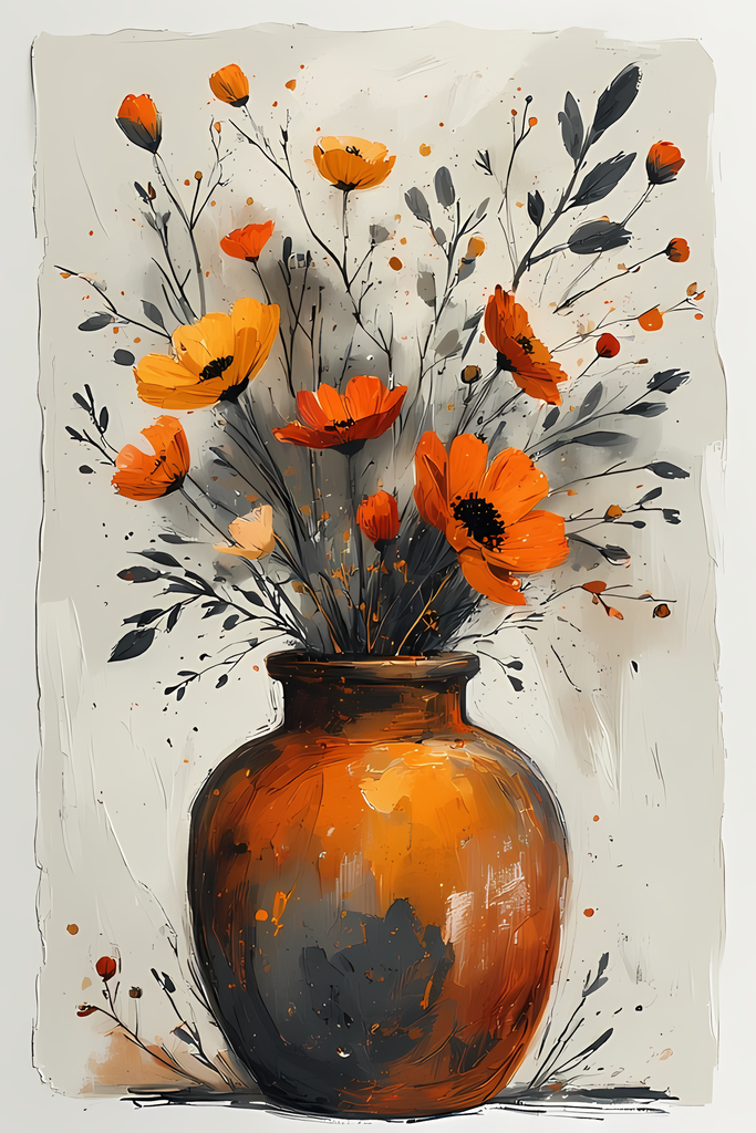 Elegant Still Life Flower Collection | Vintage Inspired Digital Wall Art. This Vintage Illustrative Floral Art Bundle captures the charm of classic still life with a fresh, contemporary twist. Featuring hand-painted style flower vase illustrations in warm