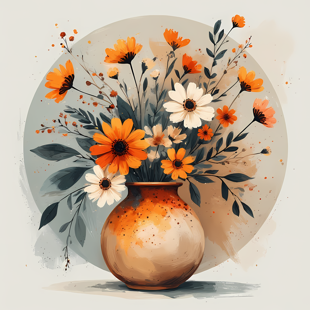 Elegant Still Life Flower Collection | Vintage Inspired Digital Wall Art. This Vintage Illustrative Floral Art Bundle captures the charm of classic still life with a fresh, contemporary twist. Featuring hand-painted style flower vase illustrations in warm