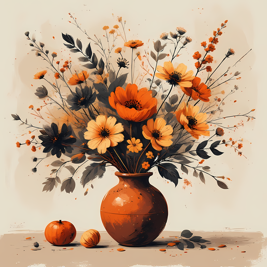 Elegant Still Life Flower Collection | Vintage Inspired Digital Wall Art. This Vintage Illustrative Floral Art Bundle captures the charm of classic still life with a fresh, contemporary twist. Featuring hand-painted style flower vase illustrations in warm