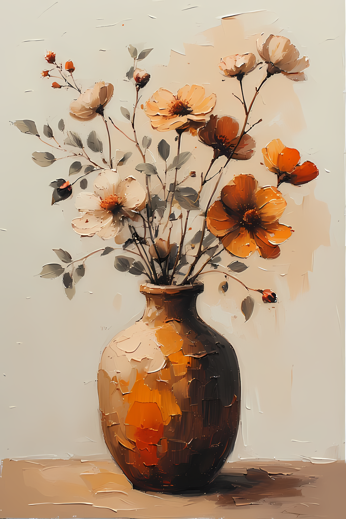 Elegant Still Life Flower Collection | Vintage Inspired Digital Wall Art. This Vintage Illustrative Floral Art Bundle captures the charm of classic still life with a fresh, contemporary twist. Featuring hand-painted style flower vase illustrations in warm