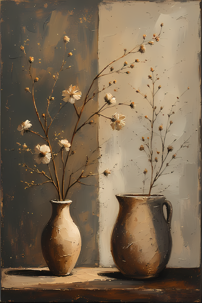 Elegant Still Life Flower Collection | Vintage Inspired Digital Wall Art. This Vintage Illustrative Floral Art Bundle captures the charm of classic still life with a fresh, contemporary twist. Featuring hand-painted style flower vase illustrations in warm