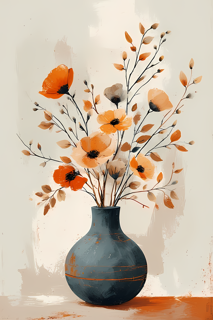 Elegant Still Life Flower Collection | Vintage Inspired Digital Wall Art. This Vintage Illustrative Floral Art Bundle captures the charm of classic still life with a fresh, contemporary twist. Featuring hand-painted style flower vase illustrations in warm