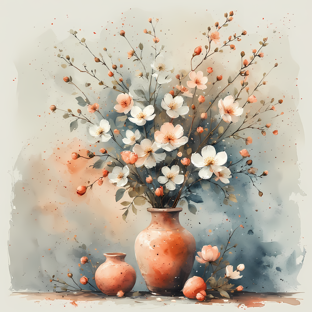 Elegant Still Life Flower Collection | Vintage Inspired Digital Wall Art. This Vintage Illustrative Floral Art Bundle captures the charm of classic still life with a fresh, contemporary twist. Featuring hand-painted style flower vase illustrations in warm