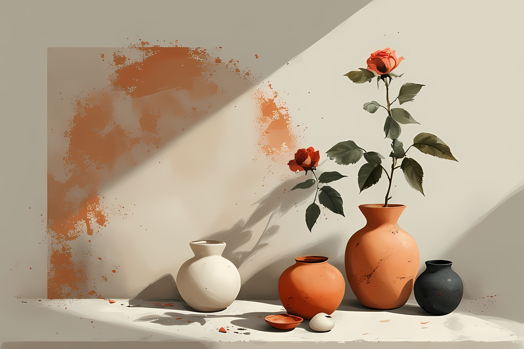 Elegant Still Life Flower Collection | Vintage Inspired Digital Wall Art. This Vintage Illustrative Floral Art Bundle captures the charm of classic still life with a fresh, contemporary twist. Featuring hand-painted style flower vase illustrations in warm