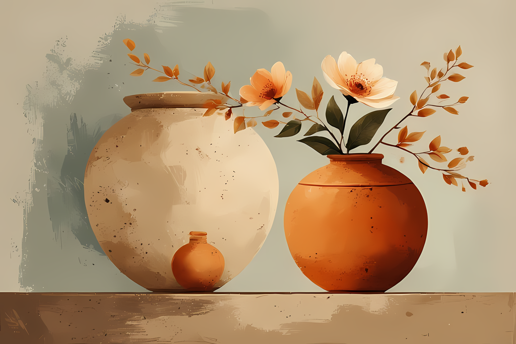 Elegant Still Life Flower Collection | Vintage Inspired Digital Wall Art. This Vintage Illustrative Floral Art Bundle captures the charm of classic still life with a fresh, contemporary twist. Featuring hand-painted style flower vase illustrations in warm