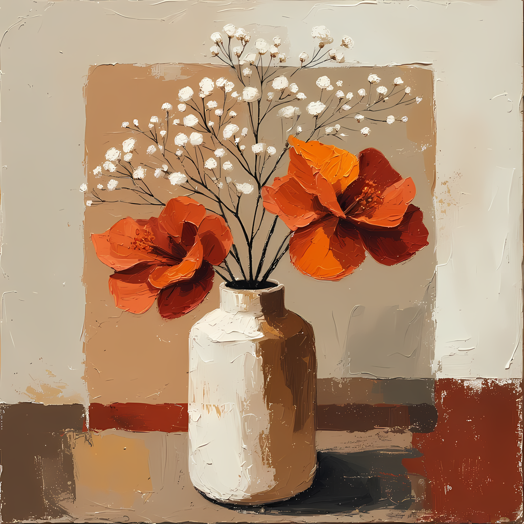 Elegant Still Life Flower Collection | Vintage Inspired Digital Wall Art. This Vintage Illustrative Floral Art Bundle captures the charm of classic still life with a fresh, contemporary twist. Featuring hand-painted style flower vase illustrations in warm