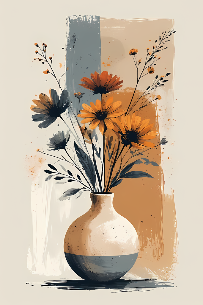 Mid-Century Inspired Botanical Prints | Elegant Floral Digital Art Collection. This Geometric Vintage Floral Art Bundle blends the timeless elegance of still life florals with a modern illustrative twist. Each design features vases of flowers paired with 