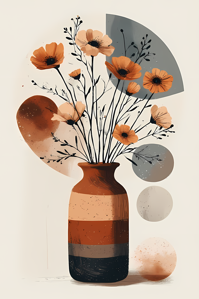 Mid-Century Inspired Botanical Prints | Elegant Floral Digital Art Collection. This Geometric Vintage Floral Art Bundle blends the timeless elegance of still life florals with a modern illustrative twist. Each design features vases of flowers paired with 