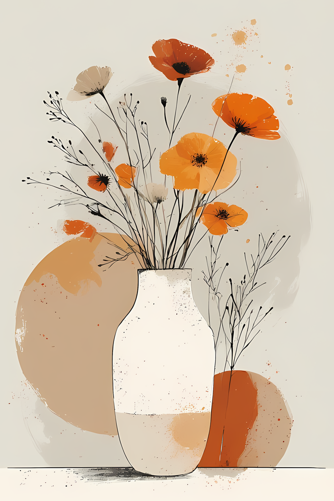 Mid-Century Inspired Botanical Prints | Elegant Floral Digital Art Collection. This Geometric Vintage Floral Art Bundle blends the timeless elegance of still life florals with a modern illustrative twist. Each design features vases of flowers paired with 