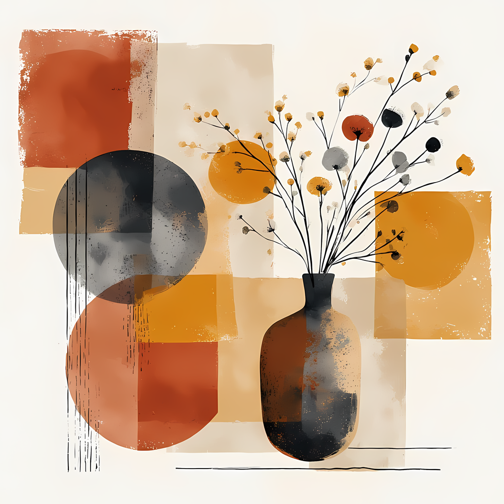 Mid-Century Inspired Botanical Prints | Elegant Floral Digital Art Collection. This Geometric Vintage Floral Art Bundle blends the timeless elegance of still life florals with a modern illustrative twist. Each design features vases of flowers paired with 