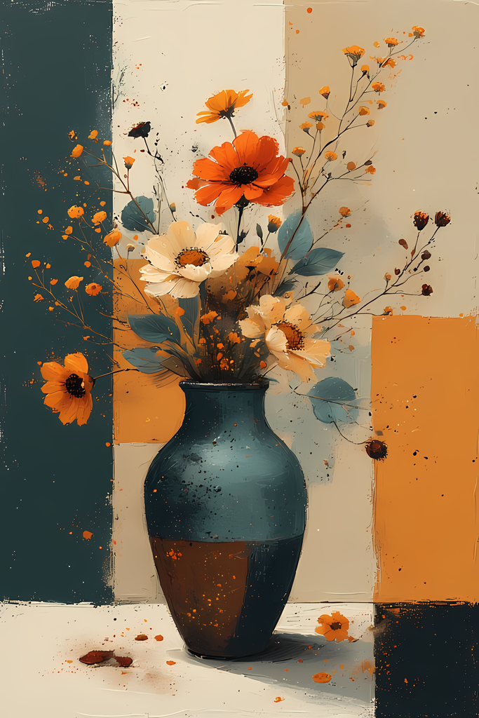 Mid-Century Inspired Botanical Prints | Elegant Floral Digital Art Collection. This Geometric Vintage Floral Art Bundle blends the timeless elegance of still life florals with a modern illustrative twist. Each design features vases of flowers paired with 