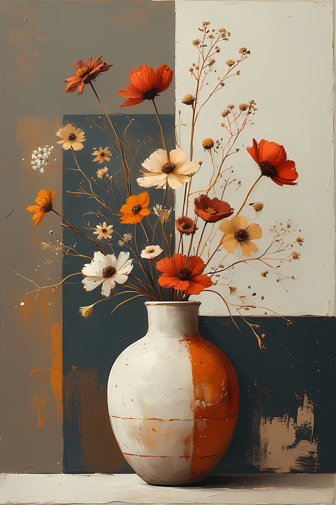 Mid-Century Inspired Botanical Prints | Elegant Floral Digital Art Collection. This Geometric Vintage Floral Art Bundle blends the timeless elegance of still life florals with a modern illustrative twist. Each design features vases of flowers paired with 