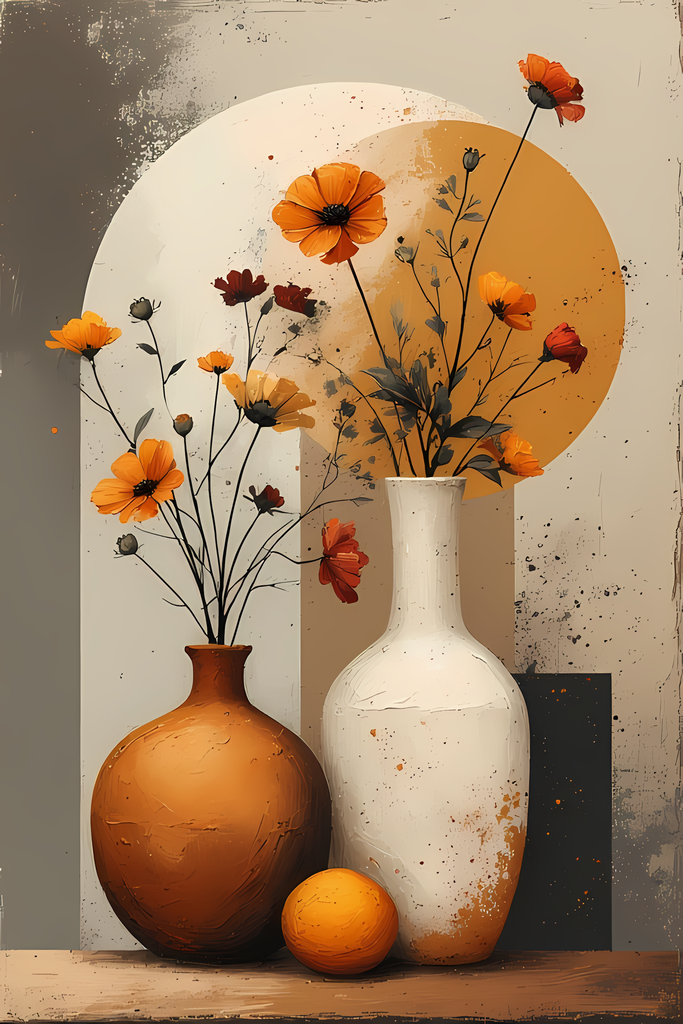 Mid-Century Inspired Botanical Prints | Elegant Floral Digital Art Collection. This Geometric Vintage Floral Art Bundle blends the timeless elegance of still life florals with a modern illustrative twist. Each design features vases of flowers paired with 