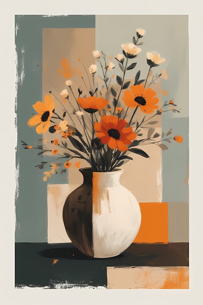 Mid-Century Inspired Botanical Prints | Elegant Floral Digital Art Collection. This Geometric Vintage Floral Art Bundle blends the timeless elegance of still life florals with a modern illustrative twist. Each design features vases of flowers paired with 