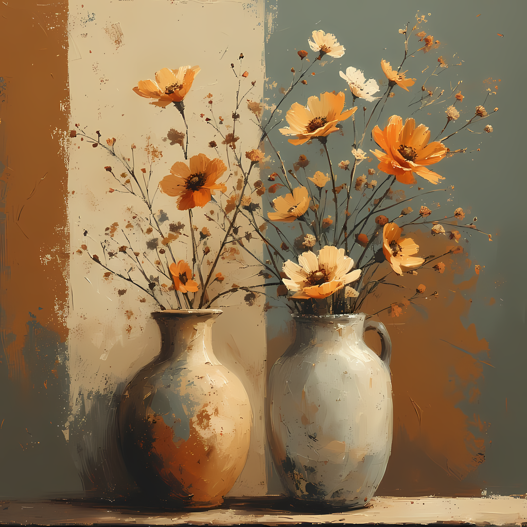 Mid-Century Inspired Botanical Prints | Elegant Floral Digital Art Collection. This Geometric Vintage Floral Art Bundle blends the timeless elegance of still life florals with a modern illustrative twist. Each design features vases of flowers paired with 