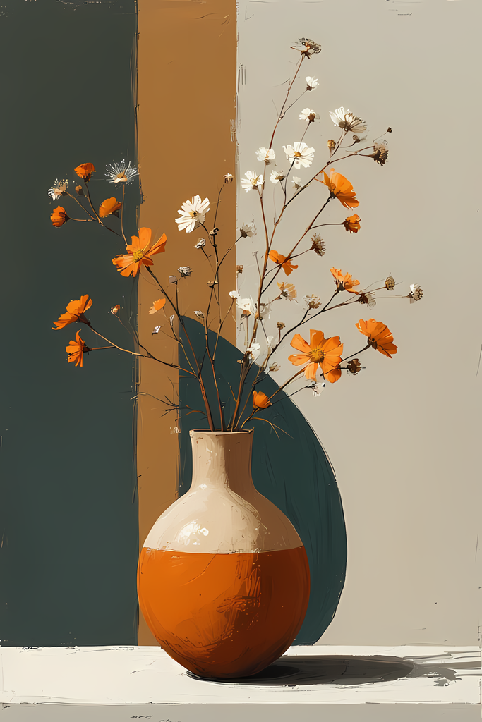 Mid-Century Inspired Botanical Prints | Elegant Floral Digital Art Collection. This Geometric Vintage Floral Art Bundle blends the timeless elegance of still life florals with a modern illustrative twist. Each design features vases of flowers paired with