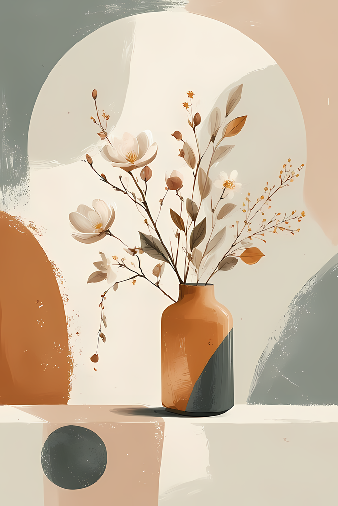 Mid-Century Inspired Botanical Prints | Elegant Floral Digital Art Collection. This Geometric Vintage Floral Art Bundle blends the timeless elegance of still life florals with a modern illustrative twist. Each design features vases of flowers paired with