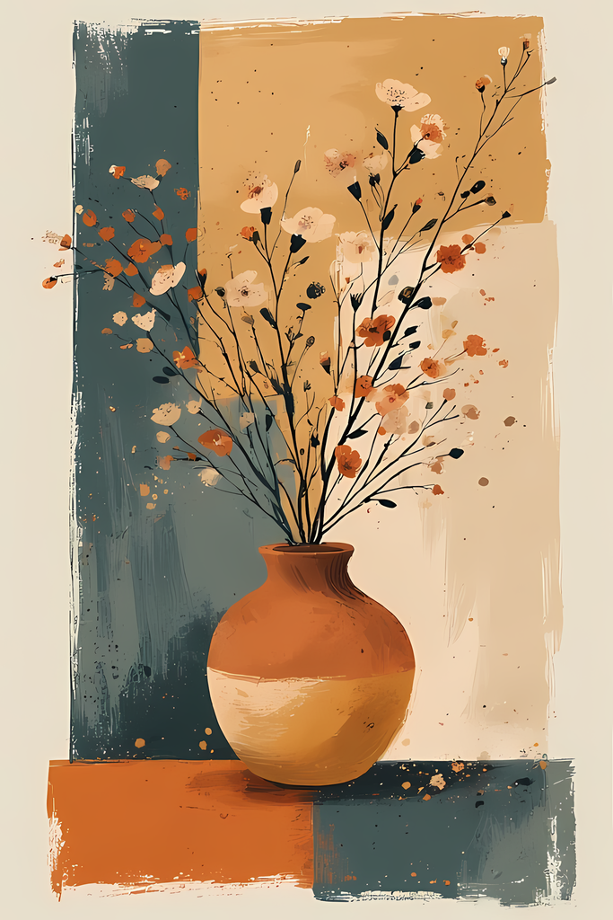 Mid-Century Inspired Botanical Prints | Elegant Floral Digital Art Collection. This Geometric Vintage Floral Art Bundle blends the timeless elegance of still life florals with a modern illustrative twist. Each design features vases of flowers paired with 