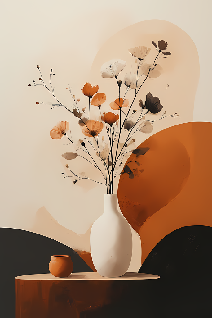 Mid-Century Inspired Botanical Prints | Elegant Floral Digital Art Collection. This Geometric Vintage Floral Art Bundle blends the timeless elegance of still life florals with a modern illustrative twist. Each design features vases of flowers paired with 