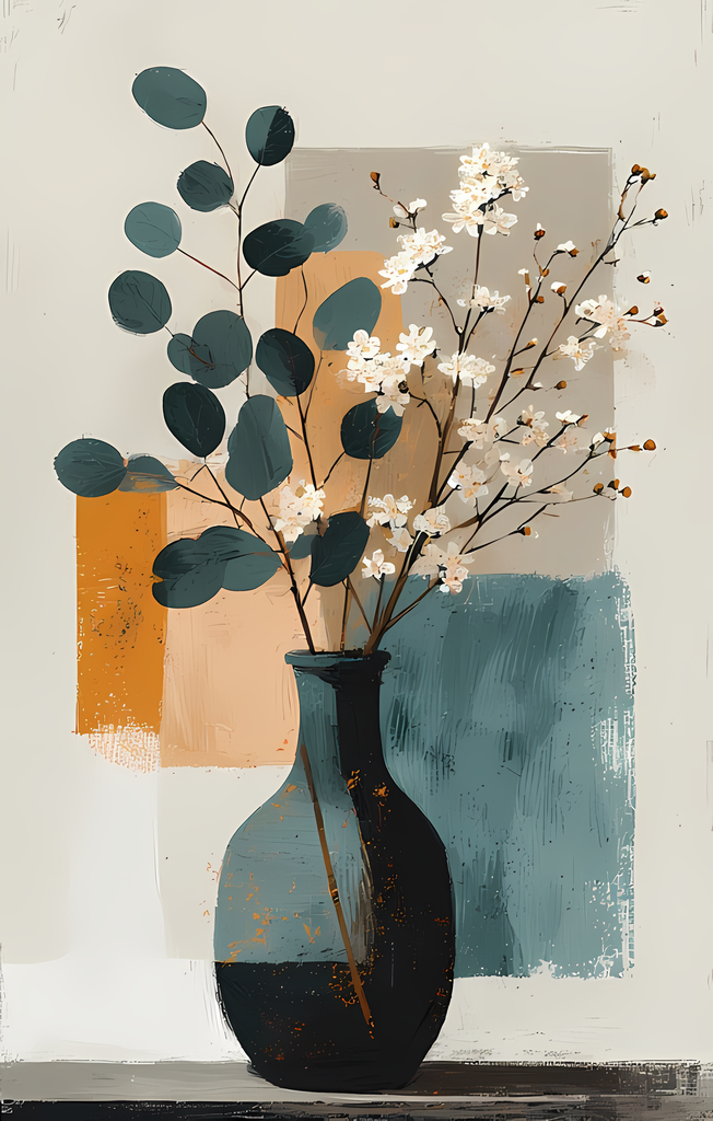 Mid-Century Inspired Botanical Prints | Elegant Floral Digital Art Collection. This Geometric Vintage Floral Art Bundle blends the timeless elegance of still life florals with a modern illustrative twist. Each design features vases of flowers paired with 