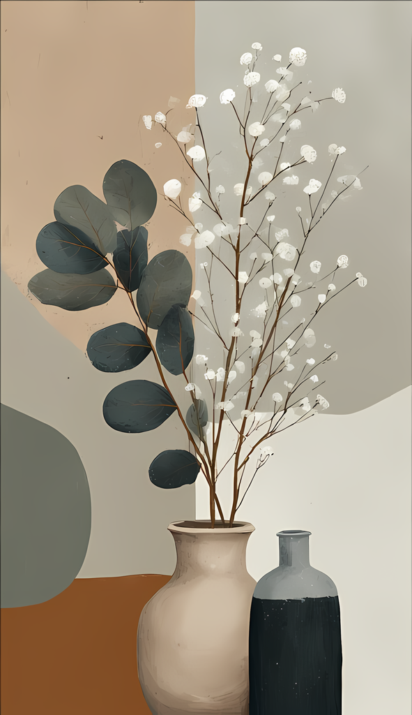 Mid-Century Inspired Botanical Prints | Elegant Floral Digital Art Collection. This Geometric Vintage Floral Art Bundle blends the timeless elegance of still life florals with a modern illustrative twist. Each design features vases of flowers paired with 