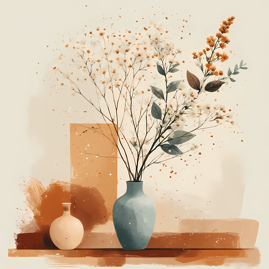 Mid-Century Inspired Botanical Prints | Elegant Floral Digital Art Collection. This Geometric Vintage Floral Art Bundle blends the timeless elegance of still life florals with a modern illustrative twist. Each design features vases of flowers paired with 