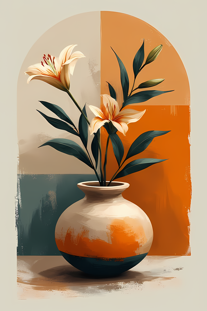 Mid-Century Inspired Botanical Prints | Elegant Floral Digital Art Collection. This Geometric Vintage Floral Art Bundle blends the timeless elegance of still life florals with a modern illustrative twist. Each design features vases of flowers paired with 