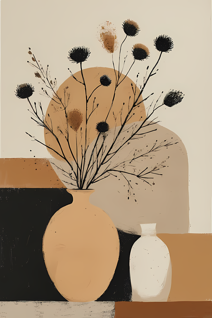 Mid-Century Inspired Botanical Prints | Elegant Floral Digital Art Collection. This Geometric Vintage Floral Art Bundle blends the timeless elegance of still life florals with a modern illustrative twist. Each design features vases of flowers paired with 