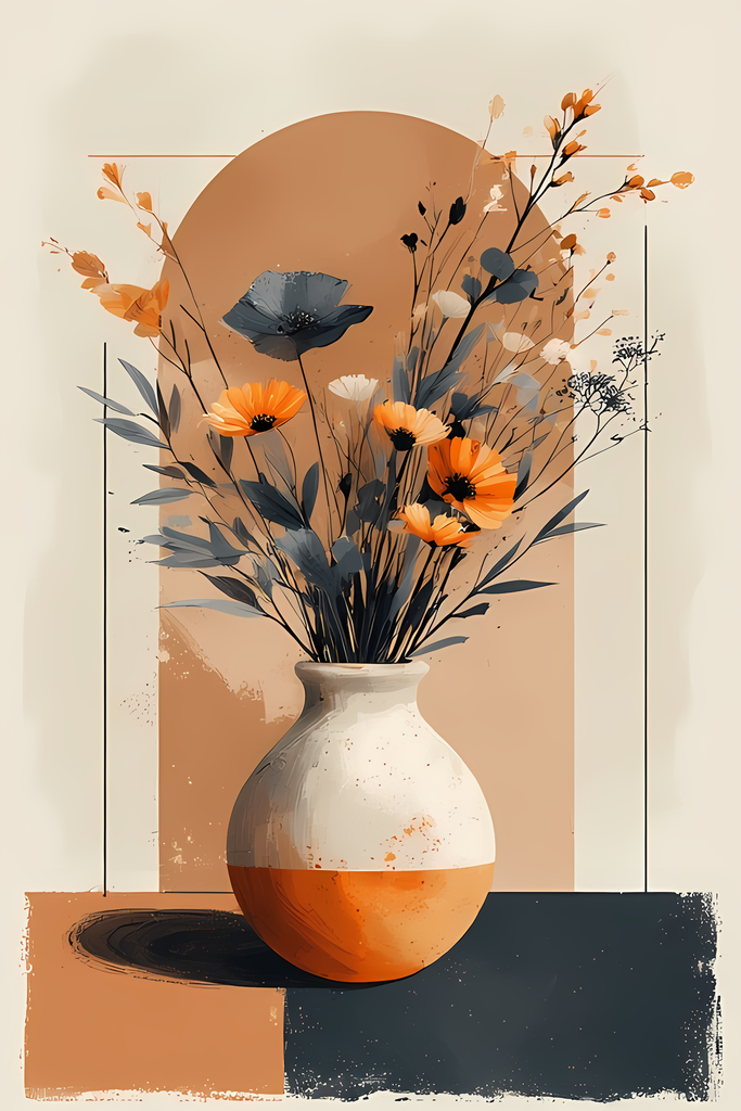 Floral Still Life Art Bundle: Painterly Impressionist Style for Home Decor. Elevate your space with this stunning collection of painterly impressionist still life artwork, featuring elegant floral arrangements in vases. With soft, earthy tones and a relax