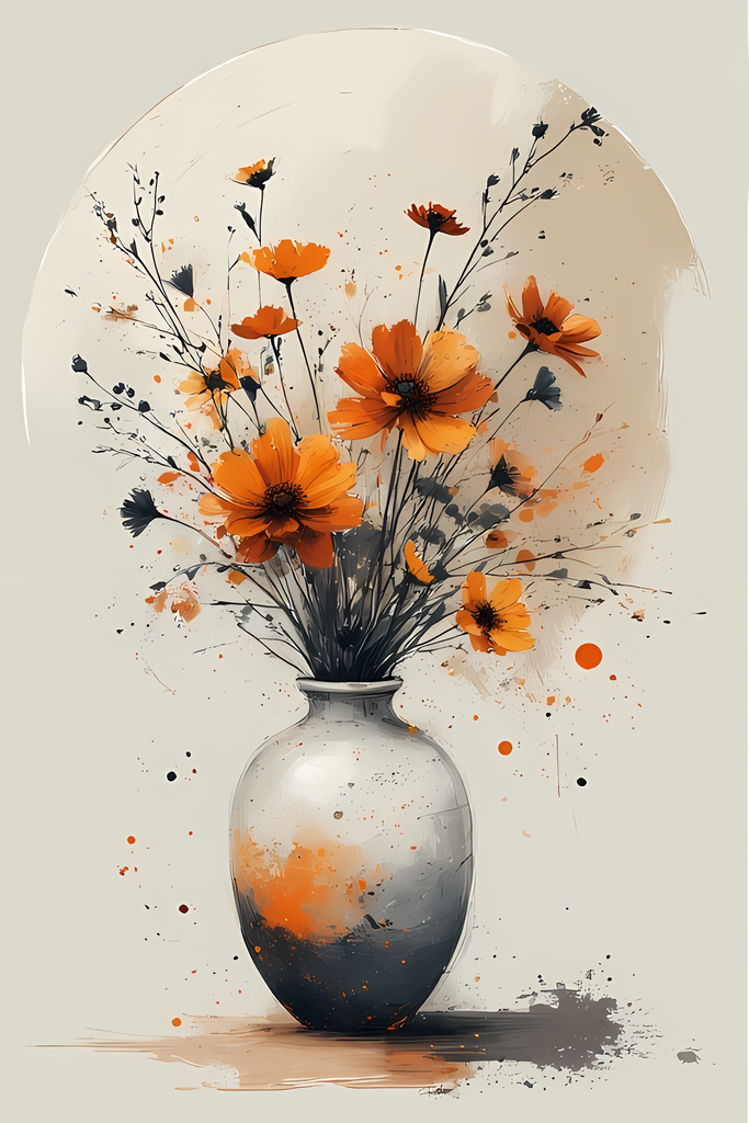 Floral Still Life Art Bundle: Painterly Impressionist Style for Home Decor. Elevate your space with this stunning collection of painterly impressionist still life artwork, featuring elegant floral arrangements in vases. With soft, earthy tones and a relax