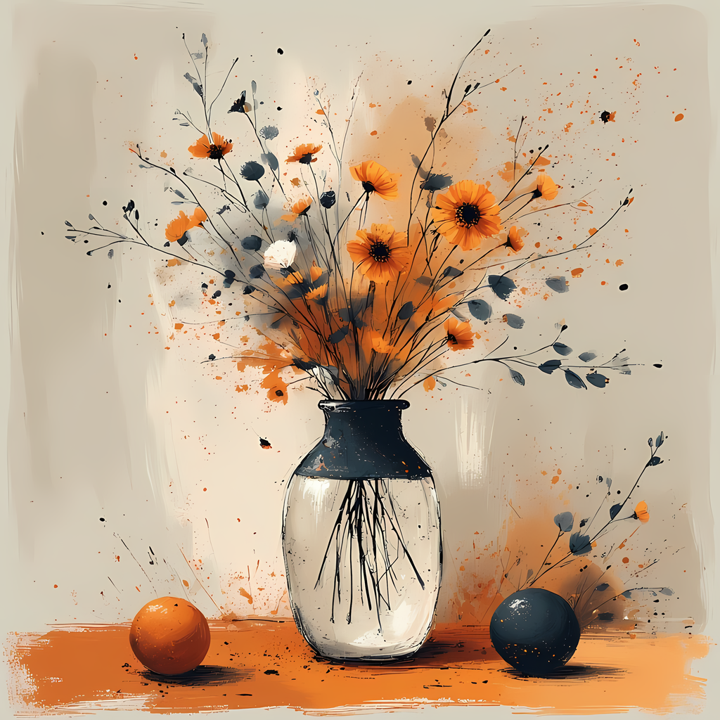 Floral Still Life Art Bundle: Painterly Impressionist Style for Home Decor. Elevate your space with this stunning collection of painterly impressionist still life artwork, featuring elegant floral arrangements in vases. With soft, earthy tones and a relax