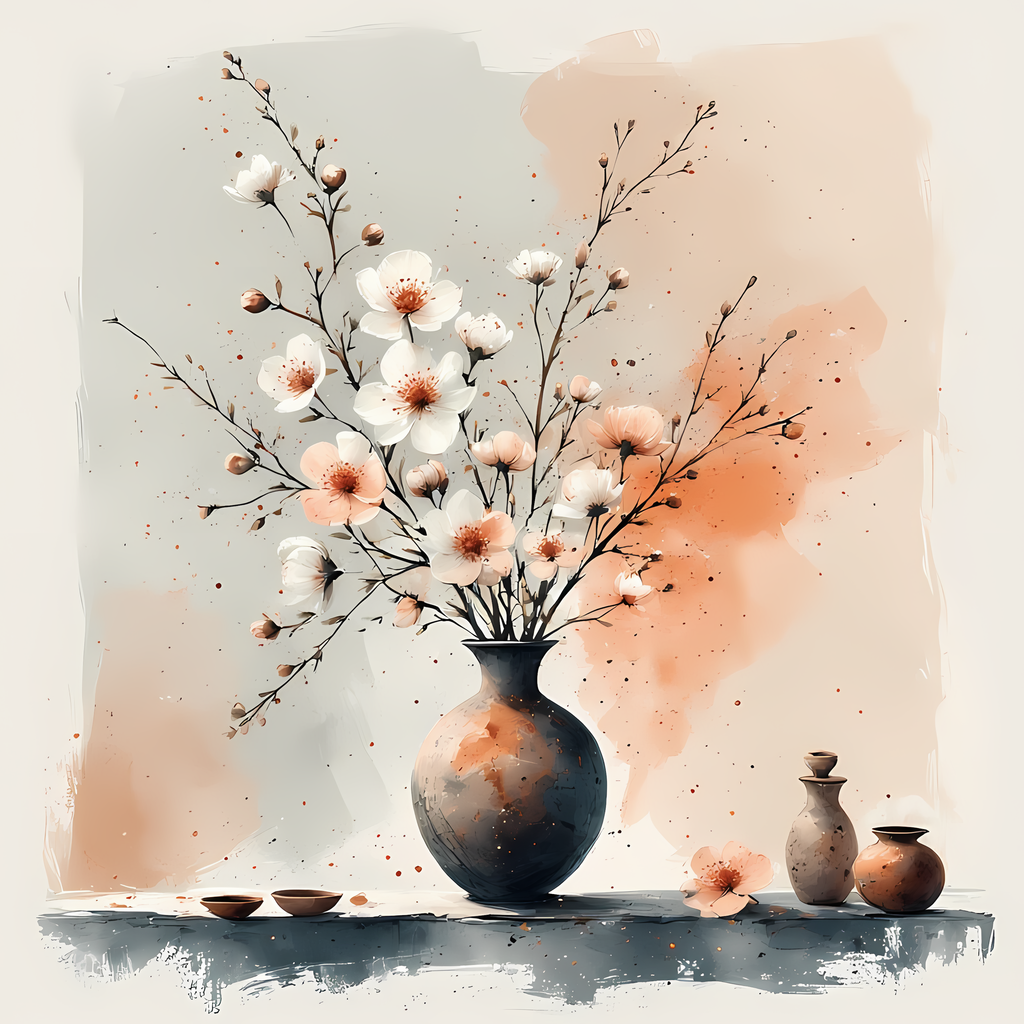 Floral Still Life Art Bundle: Painterly Impressionist Style for Home Decor. Elevate your space with this stunning collection of painterly impressionist still life artwork, featuring elegant floral arrangements in vases. With soft, earthy tones and a relax