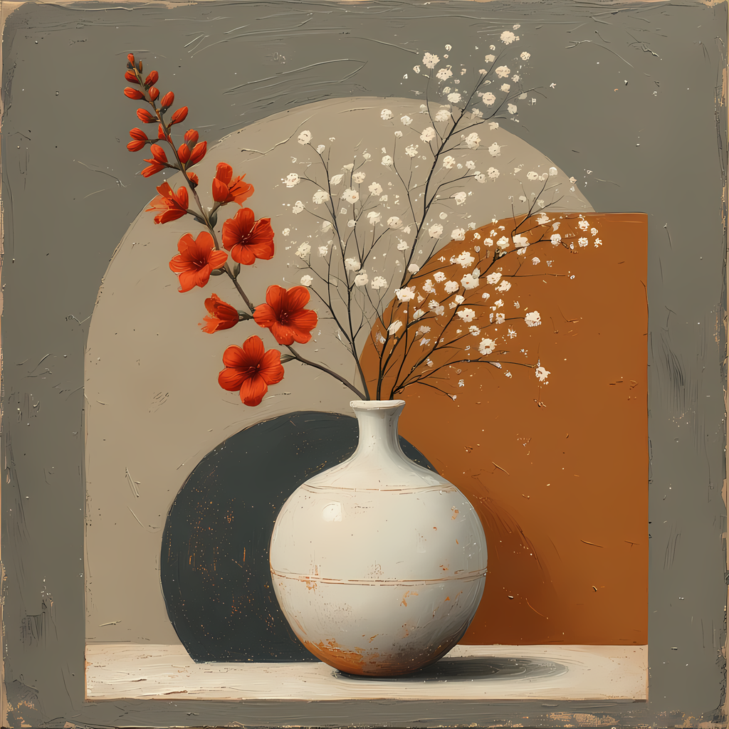 Floral Still Life Art Bundle: Painterly Impressionist Style for Home Decor. Elevate your space with this stunning collection of painterly impressionist still life artwork, featuring elegant floral arrangements in vases. With soft, earthy tones and a relax