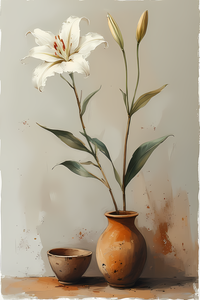 Floral Still Life Art Bundle: Painterly Impressionist Style for Home Decor. Elevate your space with this stunning collection of painterly impressionist still life artwork, featuring elegant floral arrangements in vases. With soft, earthy tones and a relax