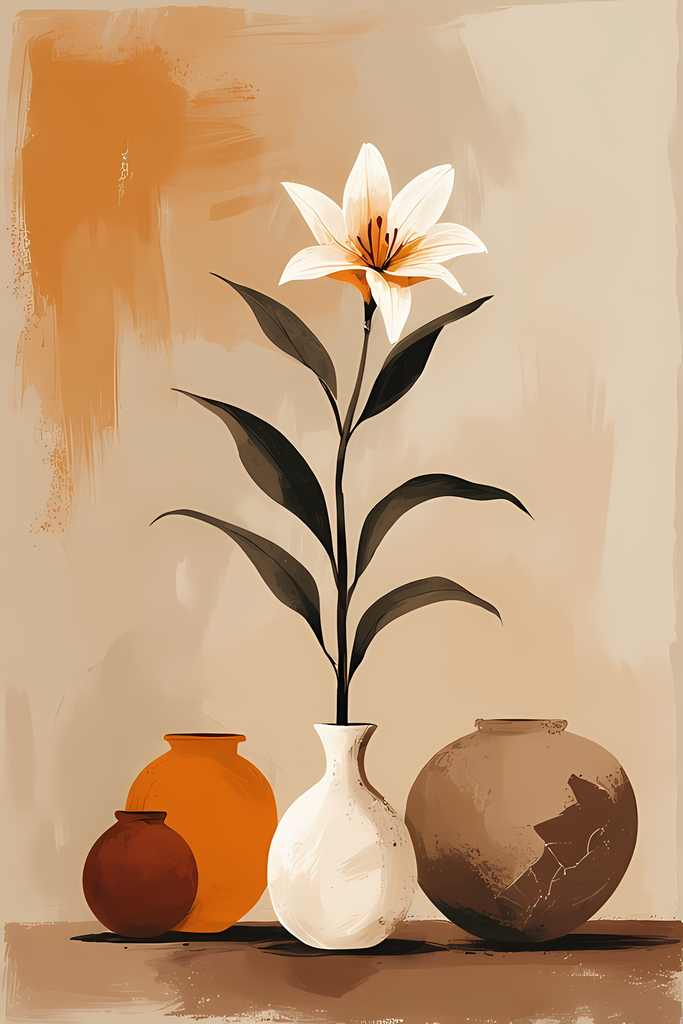 Floral Still Life Art Bundle: Painterly Impressionist Style for Home Decor. Elevate your space with this stunning collection of painterly impressionist still life artwork, featuring elegant floral arrangements in vases. With soft, earthy tones and a relax