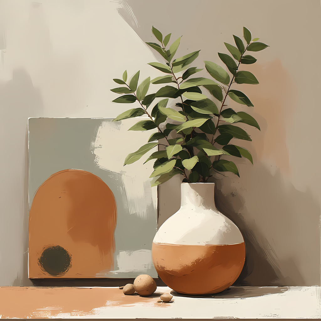 Floral Still Life Art Bundle: Painterly Impressionist Style for Home Decor. Elevate your space with this stunning collection of painterly impressionist still life artwork, featuring elegant floral arrangements in vases. With soft, earthy tones and a relax