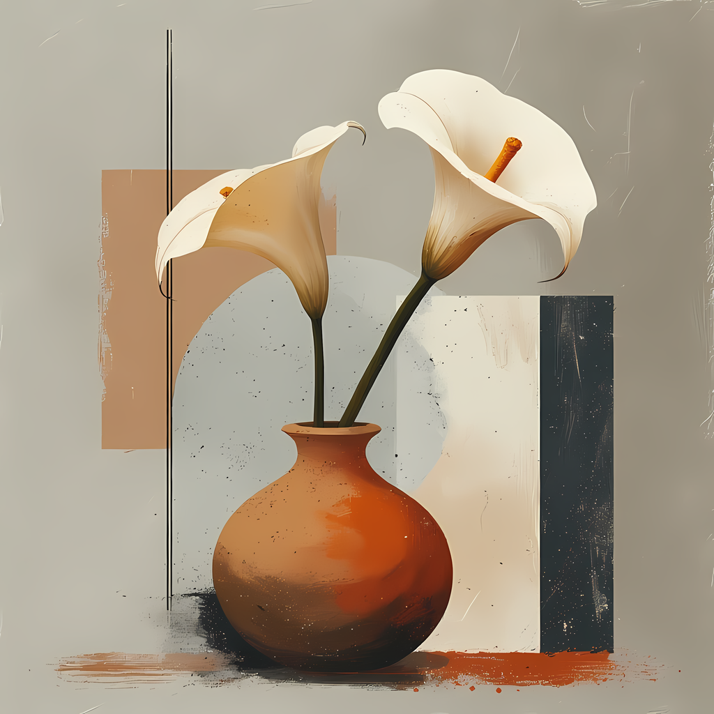 Floral Still Life Art Bundle: Painterly Impressionist Style for Home Decor. Elevate your space with this stunning collection of painterly impressionist still life artwork, featuring elegant floral arrangements in vases. With soft, earthy tones and a relax