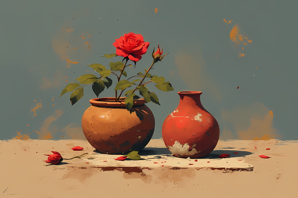 Floral Still Life Art Bundle: Painterly Impressionist Style for Home Decor. Elevate your space with this stunning collection of painterly impressionist still life artwork, featuring elegant floral arrangements in vases. With soft, earthy tones and a relax