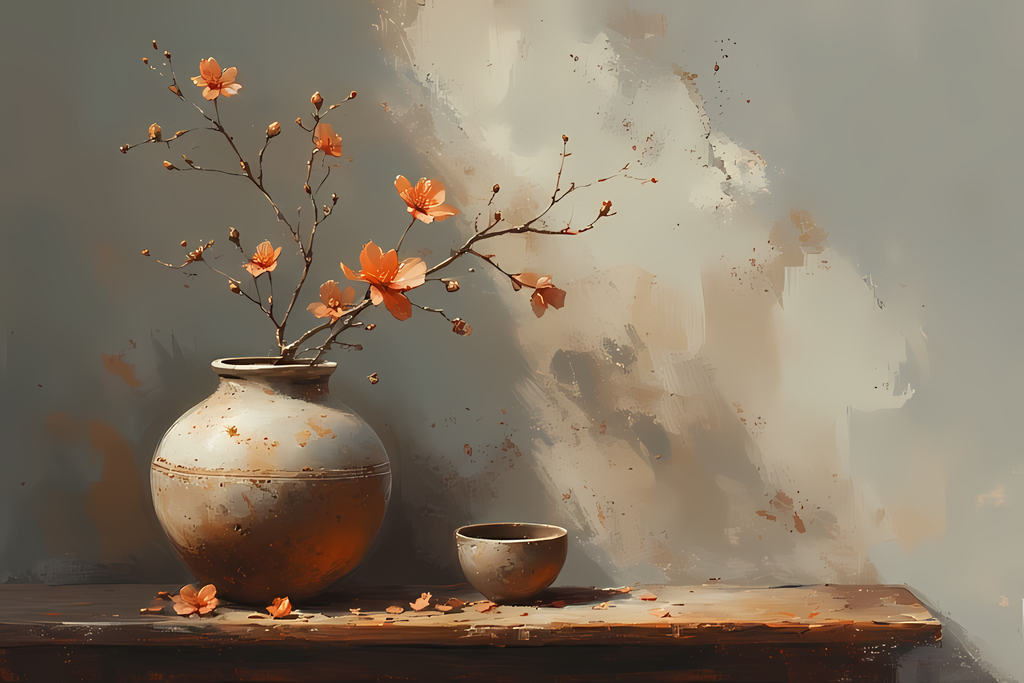 Floral Still Life Art Bundle: Painterly Impressionist Style for Home Decor. Elevate your space with this stunning collection of painterly impressionist still life artwork, featuring elegant floral arrangements in vases. With soft, earthy tones and a relax